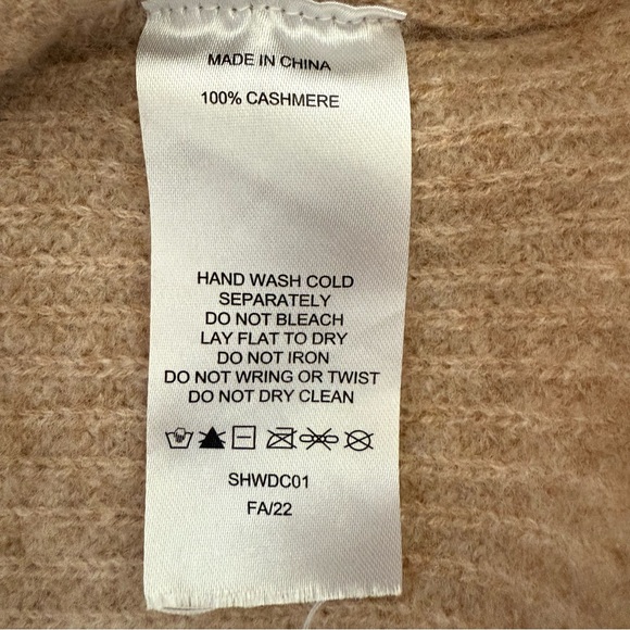 Quince Mongolian Cashmere Fisherman Crewneck Sweater, Oatmeal, size L - Picture 6 of 9